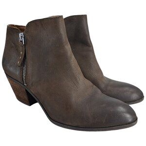 Frye Judy Zip Brown Ankle Boots Size 7.5 Leather Classic Boho Western Heel